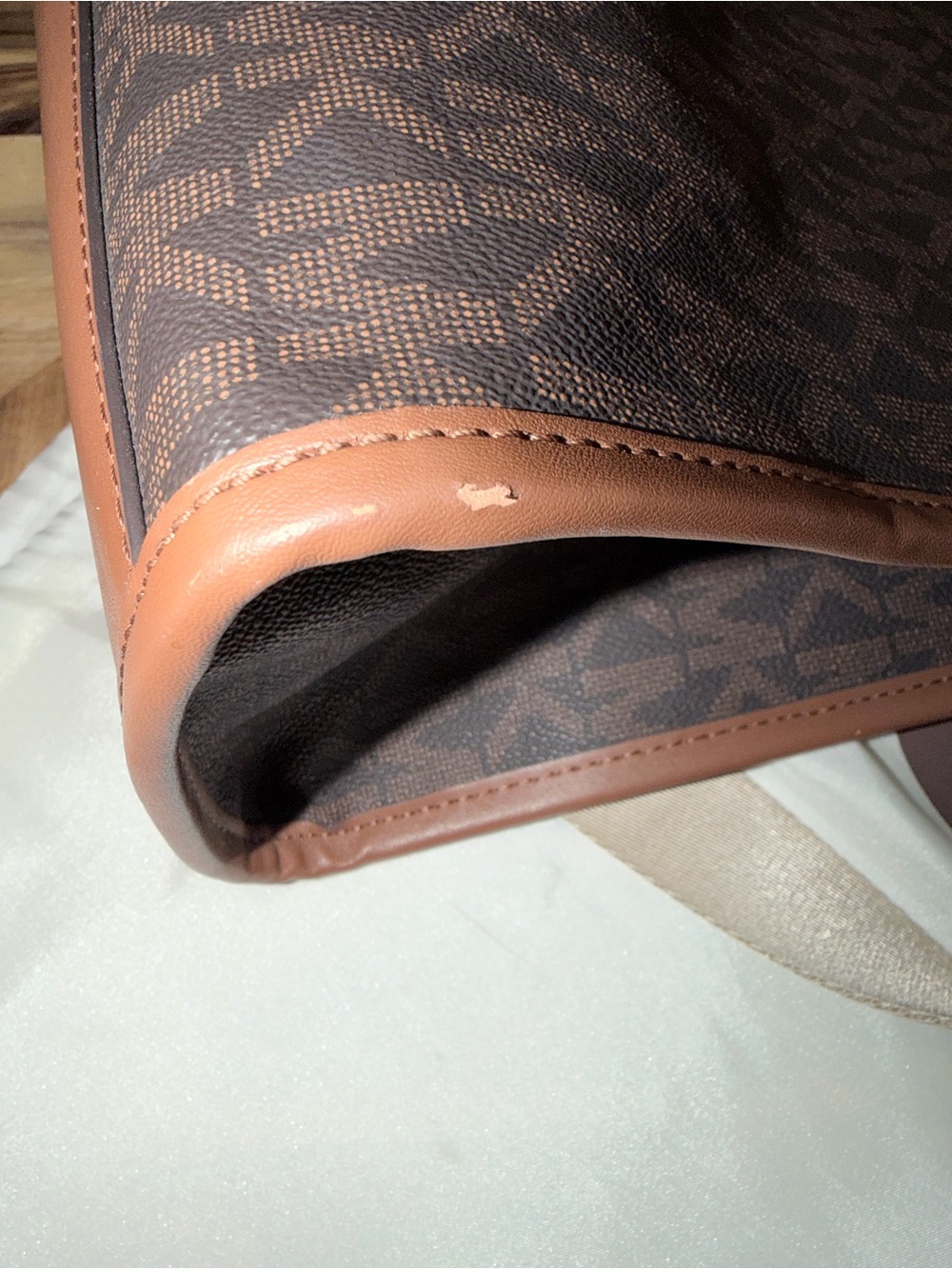 Michael Kors Brown MK Signature Messenger Tote with Tan Trim - Picture 13 of 13